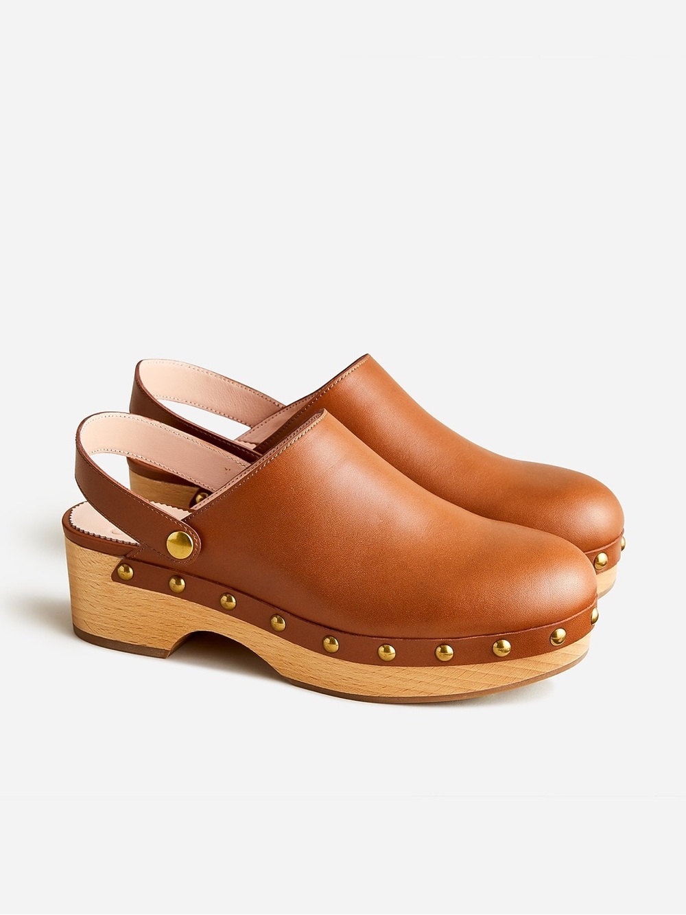 J. Crew Brown Convertible Rich Oak Studded Leather Clogs Ba188 Size 10